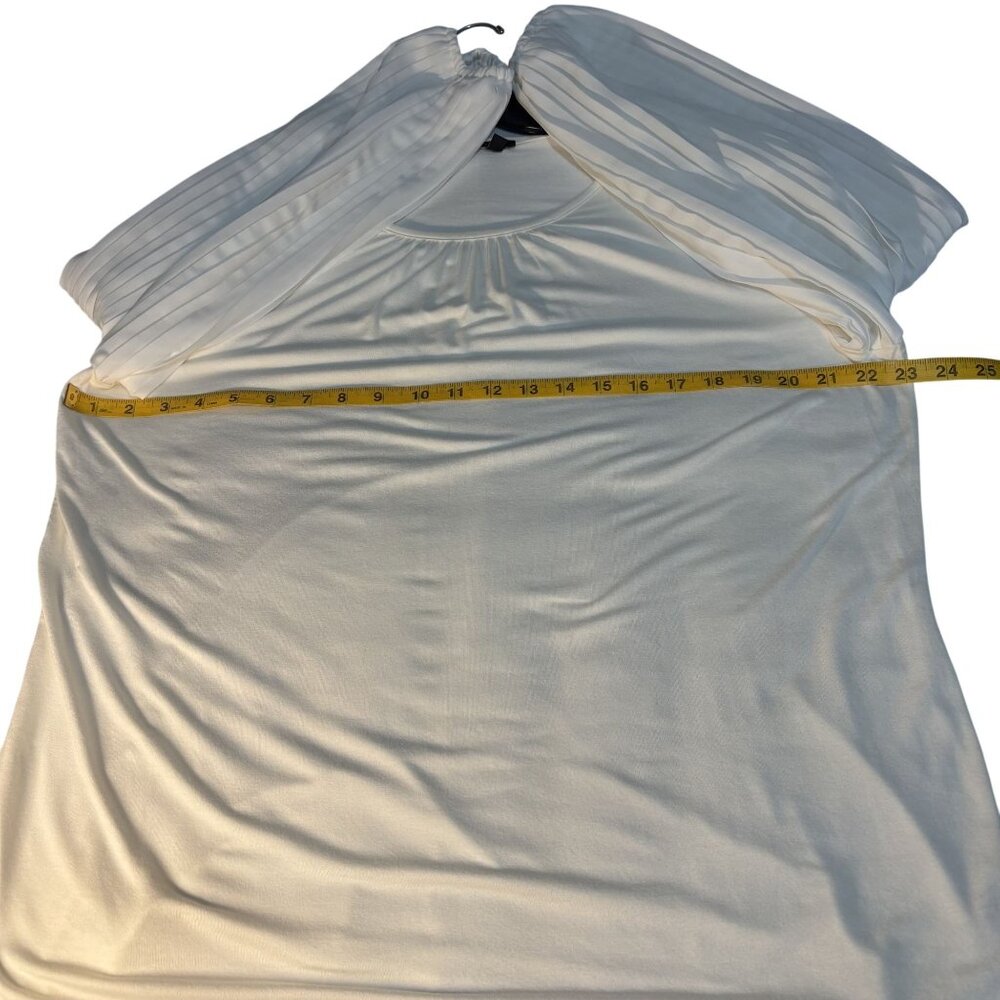 Talbots Womens Plus Size 1X Ivory Pleated Sleeve Blouse Top Rayon/Polyester - Picture 8 of 8